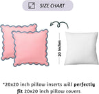 Folkulture Throw Pillows for Couch for Living Room | Set of 2 (20 x 20) Pillow Covers | Boho Pink Throw or Accent Cushions | Decorative or Scalloped Decor for Home