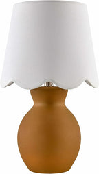 BoutiqueRugs Liliac Boho Ceramic Bedside Table Lamp for Bedroom Nightstand - End Side Lighting for Living Room - Shade Cotton - White, Brown - 15" H