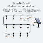 Brightech Ambience Pro 27 Ft Solar Powered Outdoor String Lights - Commercial Grade Waterproof Patio Lights with Edison Bulbs, Shatterproof LED String Lights for Patio - 1W, Warm White, 12 Bulbs