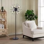 Wellmet Black Floor Lamp for Living Room, Mid Century Modern Floor Lamps for Bedroom, 65.3 Inch Tall Unique Metal Floor Lamp for Corner Decorative, Globe Shade