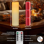 Kimjo 14" x 4" Large Outdoor Candles with Remote: Battery Operated LED Flameless Candles with Timer - Realistic Fake Waterproof Flickering Pillar Candles for Patio Porch Lanterns (Ivory 2 Pack)