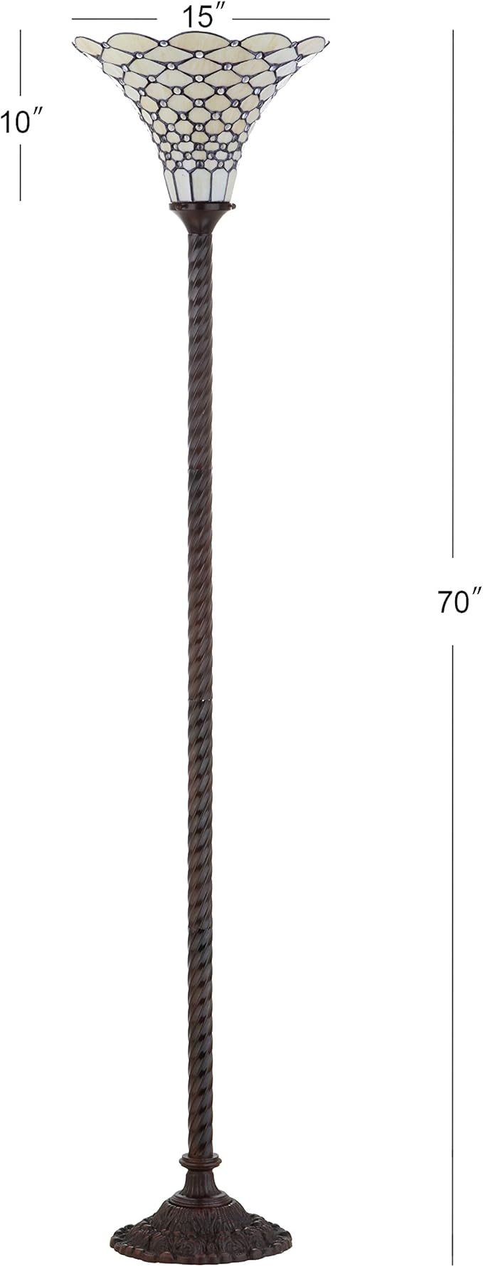 JONATHAN Y JYL8007A White Tiffany-Style 70" Torchiere LED Floor Lamp, Tiffany, Traditional, Art Nouveau Style, Office, Living Room, Family Room, Dining Room, Bedroom, Hallway, Foyer, Bronze