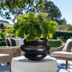 Ceramic Pots for Plants 11 Inch - Bonsai Flower Pots for Indoor Plants with Drainage Hole, Decorative Outdoor Pot for Plant, Gift for Men Women, Black