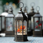 Christmas Snow Globe Lantern Water Glittering 10.5'' Cardinal with Music& Timer, USB Lined/Battery Operated Lighted Lantern for Christmas Festival Decoration Gifts