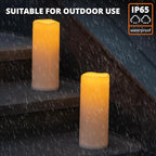 NURADA Large Outdoor Solar Candles Waterproof - 10" x 4" Rechargeable Solar Powered Flameless LED Pillar Flickering Candle for Patio Porch Lanterns Decor - Ivory White Set of 2