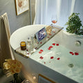 Bathtub Caddy Tray for Luxury Bathroom Bath tub Table Caddy Tray Shelf for Shower with Gold Handles fits All bathtubs