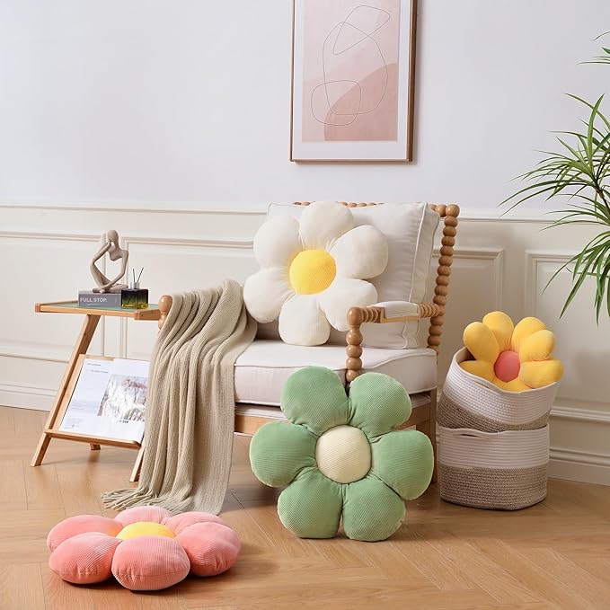 Flower Shaped Throw Pillow - Blue Flower Plush Throw Pillow for Floor Seating Cushions