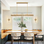 Crystal Gold Rectangular Chandelier for Dining Room,54in Dining Chandeliers Over Table,Modern Chandelier for Dining Room,Arcachon Chandelier Kitchen Island Chandeliers,Includes 60XG4 Bulbs