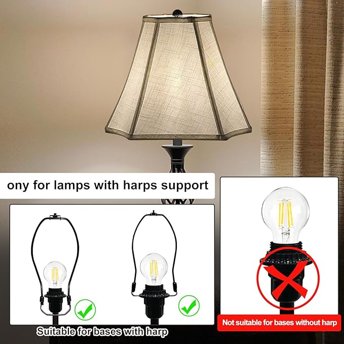 TOOTOO STAR Rectangle Lamp Shades, 6.5" x 13"x 10.5" Medium White Lampshades For Floor & Table Lamp shade, Linen, Handcrafted, Easy Assembly Required