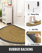 tchdio Door Mat Outdoor Indoor Entrance Doormat-Semicircular Durable Rubber Non Slip Front Door Mat for Outside Inside Entry Entryway Dirt Trapper WelcomeMat for Muddy Paws and Shoes-Yellow 24”x47”
