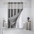 Furlinic No Hook Shower Curtain with Snap in Fabric Liner Set,Waffle Weave Heavy Duty Bathroom Curtain with See Through Window,Waterproof & Machine Washable,Hotel Style,Light Grey,71x72 Inch