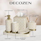 6-Piece Bathroom Accessories Set – Soap Dispenser, Toothbrush Holder, Tumbler, Soap Dish, Cotton Swab Jar & Toilet Brush – Modern Bathroom Decor Set (Solana)