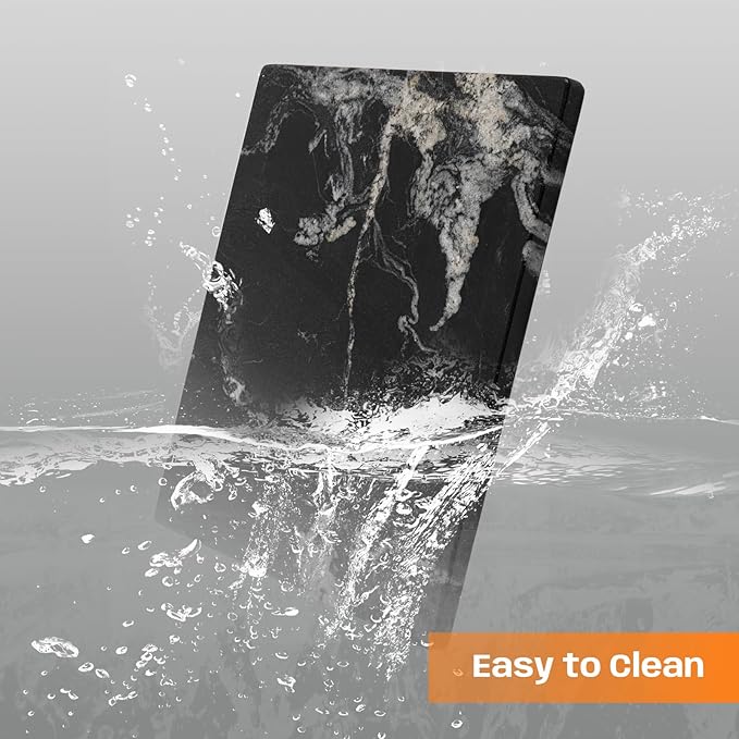 Black Marble Cutting Board For Kitchen, 16x20 Inch Large Marble Slab Pastry Board With Non-Slip Feet For Baking, Cheese, Charcuterie, Chocolate