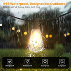 Kawaya Outdoor String Lights for Patio - ST38 Outside IP64 Waterproof Hanging Light with 2700k~6000k Dimmable - 50FT Led Edison Lights for Cafe Bistro Yard Gazebo Porch