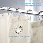 AmazerBath Waffle Shower Curtain, Heavy Duty Fabric Shower Curtain with Waffle Weave Hotel Quality Bathroom Curtains, 72 x 72 Inches (Cream Yellow)