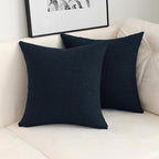 Jeneoo Dark Blue Decorative Square Thick Throw Pillow Covers Fine Textured Boucle Navy Couch Cushion Case for Livingroom Sofa Decor, Set of 2, 20 x 20 Inch
