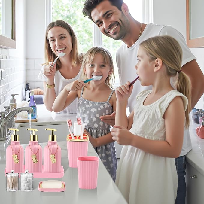 32PCS Bathroom Sets with Shower Curtain and Rugs-Grey Bathroom Accessories,Non Slip Bathroom Rugs Set with Toilet Lid Cover, Waterproof Shower Curtain, 3PC Soap Dispenser with Trash Can