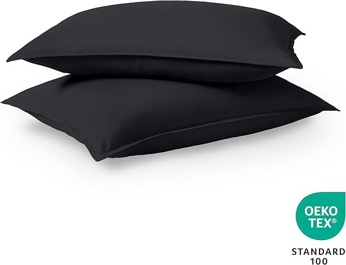 Bare Home Queen Pillow Sham Covers - Set of 2 - Premium 1800 Ultra-Soft Microfiber - Double Brushed - Pillows Not Included (Set of 2, Black)