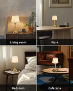 KDG Cordless Portables Table Lamp Set of 2, LED Fabric Shade Small Desk Lamps, 5000mAh Battery Powered Lighting, 2700K Stepless Dimmable Light for Living Room, Dining Room, Bedroom, Bedside (Bronze)