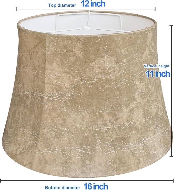 Tootoo Star Brown Large Drum Lamp Shade for Chandeliers Floor Light and Table Lamp,12x16x11" Spider,Fabric Natural Linen Hand Crafted (leather)