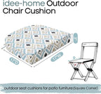 idee-home Outdoor Chair Cushions Set of 4, Thick 17" x 17" x 3" Outdoor Seat Cushions Patio Furniture Waterproof with Ties, Dining Pads