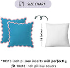 Folkulture Throw Pillow Covers | (18 x 18) Set of 2 Scallop Pillow Cover | Decorative Pillow Covers | Accent Throw Pillows or Outdoor Pillow | Cotton Pillow Covers Standard Size | Blue Throw Pillows