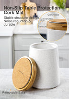 Nucookery 360° Rotating Utensils Holder, 8.2" Extra High Large Ceramic Kitchen Utensil Holder with Countertop-Protection Cork Bottom, Farmhouse Kitchen Decor for Counter (Sand)