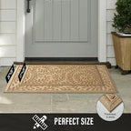 Front Door Mat, Absorbent Dirt Trapping Welcome Door Mat Indoor Outdoor, Non Slip Entry Mat, Indoor Outdoor Door Mats, Fade Resistant, Low Profile Doormat for Entryway, 29×17, Beige