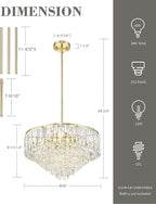 20'' Gold Crystal Chandelier,7-Tier Vintage Hanging lamp, Chandeliers for Dining Room Kitchen Island Bedroom Entryway, CC4215-7W-PG