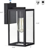MICSIU 2 Pack Dusk to Dawn Outdoor Lighting, 11 Inch Matte Black Exterior Wall Lantern with Clear Glass, Exterior Wall Lights for House, Porch, Garage, Doorway, Pathway