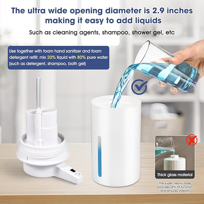 2 Pack Automatic Foaming Soap Dispenser, 13.5oz Touchless Electric Hand Soap Dispenser, Rechargeable Foam Pump for Bathroom Countertop, Kids & Family Use (White)