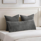 Fancy Homi 2 Packs Dark Gray Euro Decorative Throw Pillow Covers 26x26 Inch for Couch Bed Sofa, Rustic Farmhouse Boho Home Decor, Soft Corss Corduroy Patchwork Textured Square Cushion Case 66x66 cm