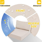 AAAAAcessories Outdoor Deep Seat Cushions, Waterproof, Fade-Resistant Patio Furniture Replacement Cushions, 25.5" x 25.5" x 5" + 25.5" x 13.5", Set of 4, Khaki Beige