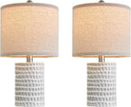 PORTRES 18.25" Modern Ceramic Table Lamps Set of 2 for Bedroom White Desk Lamps Bedside Lamps for Living Room Study Room Office Dorm Farmhouse Decor Nightstand Lamp End Small Table Lamps