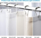 AmazerBath White Shower Curtain 72x74 Inches, Waffle Shower Curtains for Bathroom, Cloth Shower Curtain Fabric Heavy Duty 240GSM, Thick Bathroom Shower Curtains Hotel Quality, Premium Polyester