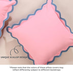 Folkulture Throw Pillows for Couch for Living Room | Set of 2 (20 x 20) Pillow Covers | Boho Pink Throw or Accent Cushions | Decorative or Scalloped Decor for Home