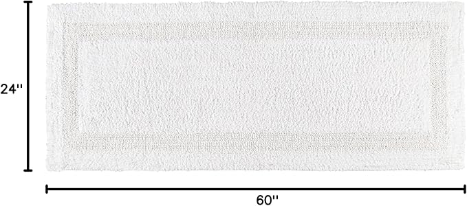 Bathroom Rugs Bath RunnerRugs 24x60 Inches White Cotton Tufted Large Reversible Washable Bath Mats for Bathroom Floor| Quick Dry Bathroom Mat for Tub Spa Shower Toilet| Entry Way Door Mats