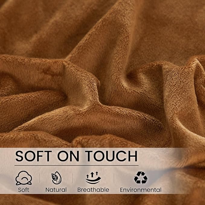 PHF Super Soft Velvet Zippered Body Pillowcase, No Insert, 1 Pack Luxury Cozy Warm Pillow Sham Cover with Zipper, 20"X 54" Long Cozy Fuzzy Flannel Pillow Case, Brownish Camel