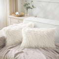 Phantoscope Pack of 2 Faux Fur Solid Throw Decorative Pillow Cover Cushion Covers Luxury Soft Decorative Pillowcase Fuzzy Pillow Covers for Bed/Couch,Cream White 12 x 20 Inches