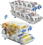 2-Pack Adjustable Can Dispenser for Refrigerator & Pantry - Expandable Width (6.23"-9.37") Gravity-Fed Organizer, Stackable Drink Holder Fits Standard/Tall Cans & Energy Drinks, BPA-Free (Clear-1)