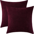 Jeneoo Burgundy Decorative Throw Pillow Covers Soft Chenille Comfy Solid Couch Cushion Case Decor (Set of 2, 14 x 14 Inches)