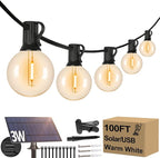 Lakumu 100FT G40 Solar String Lights Outdoor Waterproof, Globe Outdoor String Lights with 36+1 LED Shatterproof Bulbs, 2700K Patio Lights Solar Powered Hanging Lights for Outside Camping Backyard