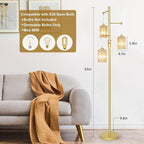 Boho Gold Crystal Floor Lamp, 3 Lights Vintage Dimmable Standing Lamp with Amber Crystal Shade, Dimmer Switch, Mid Century Modern Tree Lamp, 65IN Brass Tall Corner Lamps for Living Room Bedroom