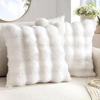MIULEE Pack of 2 Euro sham Decorative Pillow Covers 26x26 Inch,Thick Soft Plush Faux Fur Throw Pillows Christmas Luxury Home Decor for Winter Holiday Couch Bedroom Living Room Sofa,White