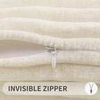 Simmore Decorative Fall Throw Pillow Covers 12x20 Set of 2, Soft Natural Plush Flannel Double-Sided Fluffy Lumbar Pillow Covers for Couch Sofa Living Room, Cream White