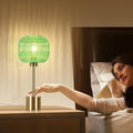 Green Glass Table Lamp with 3 Way Dimmable and Touch Control, Mid Century Modern Vintage Bedside Table Lamp for Bedroom Living Room End Table