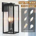 Outdoor Sconce Light for House 16 Inch Large, Two Candle Light Outdoor Light Fixture Exterior Lighting Lantern for Front Porch IP65 Waterproof Outside Wall Mounted Lamp, E12