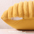 Pallene Faux Fur Plush Throw Pillow Covers 24x24 Set of 2, Luxury Soft Fluffy Striped Decorative Pillow Covers for Sofa, Couch, Living Room, Mustard Yellow