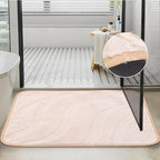Bath Mats 24x17 Non-Slip Absorbent Bathroom Rug, Quick Dry Machine Washable Shower Tub Mat with Rubber Backing, Soft Floor Carpet for Bathroom Decor Wave White