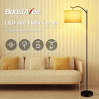 BoostArea Floor Lamp for Living Room,Arc Floor Lamp with Remote Control,Stepless Dimmable Brightness & Colors Temperature 2700k-6500k,Modern Standing Lamp for Bedroom Study Room Office,Beige
